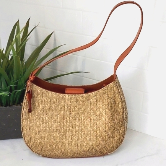 Fossil Handbags - FOSSIL Handbag Greenish Gold with Tan Strap